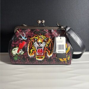 Ed hardy tiger skulls purse bag
